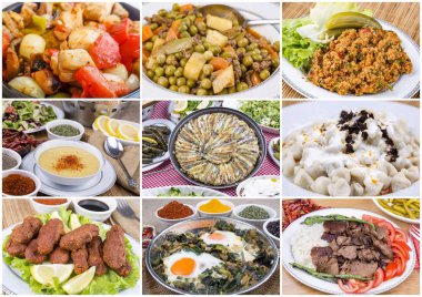 Lezzetli çeşitli yemekler kolajı