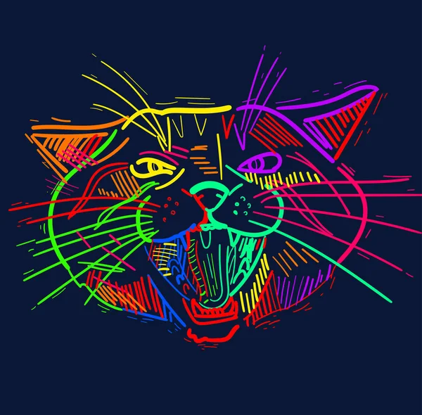 Abstract Background Neon Cat Head — Stockfoto