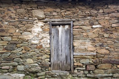 old wooden door, view of facade building 