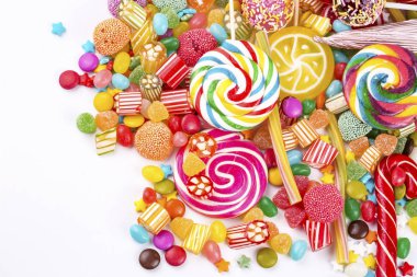 variety of colorful candies, close up view