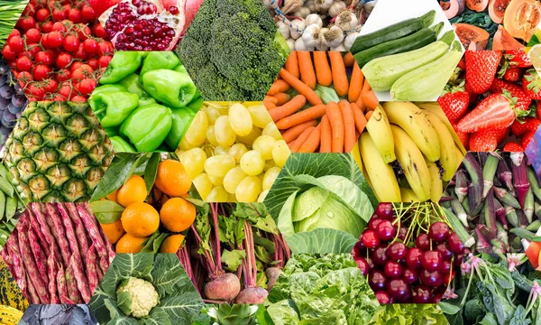 Collage Aus Gemüse Und Obst — Stockfoto