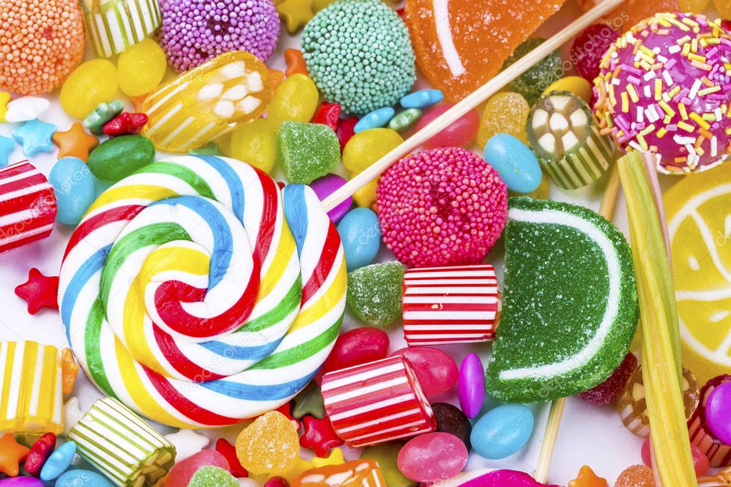 The colorful candies dessert