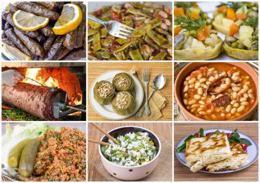 Lezzetli çeşitli yemekler kolajı