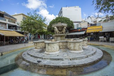 Girit Adası, Yunanistan - 28 Nisan 2018: Aslan Çeşmesi, Girit Adası.