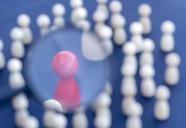 To be different, to be a leader, to lead. icon expression with colorful wooden figures. Teamwork concept, Wooden Stick Figures team.