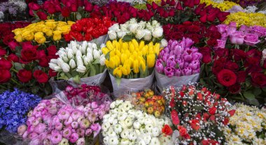 beautiful bouquets of flowers on the street