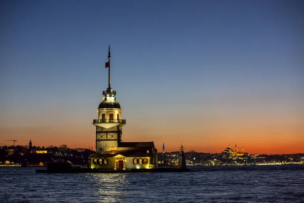 Night View Bosphorus Strait City Instanbul Turkey — Stock fotografie