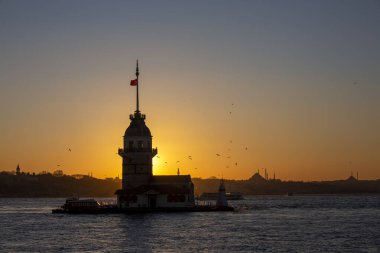 night view of the bosphorus strait of the city instanbul, turkey