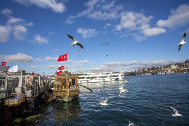 view of the bosphorus strait of the city instanbul, turkey