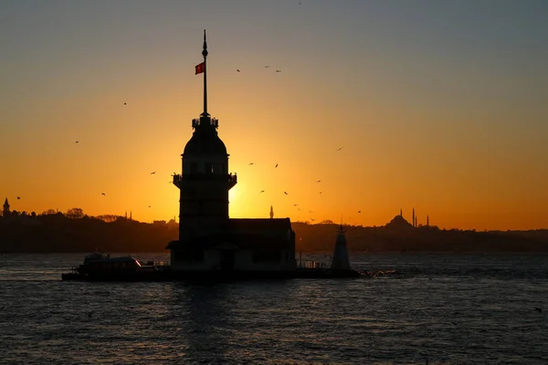 Night View Bosphorus Strait City Instanbul Turkey — Stockfoto