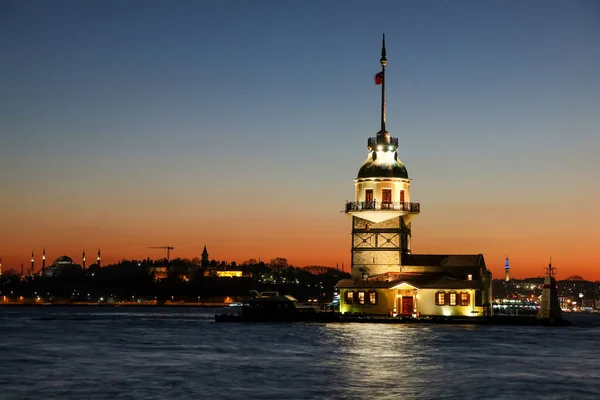 Night View Bosphorus Strait City Instanbul Turkey — 스톡 사진