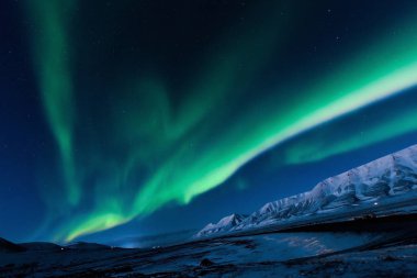 The polar Northern  lights in Norway Svalbard 