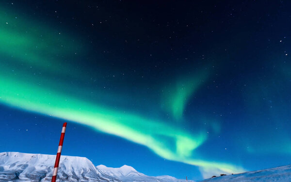 The polar Northern  lights in Norway Svalbard 