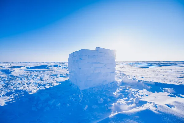 Campeggio Barneo al polo nord neve pianura neve cubo modello fiocchi di neve linee — Foto Stock