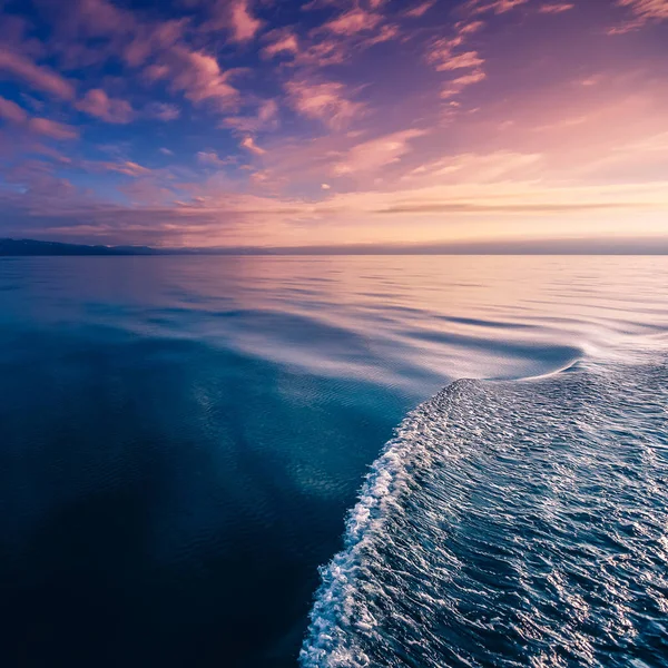 Рожевий Помаранчевого Заходу Сонця Краєвид Моря Океанських Хвиль Березі Лонг — стокове фото