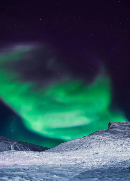 Ártico Polar Luzes Norte Aurora Boreal Céu Estrela Noruega Svalbard — Fotografia de Stock