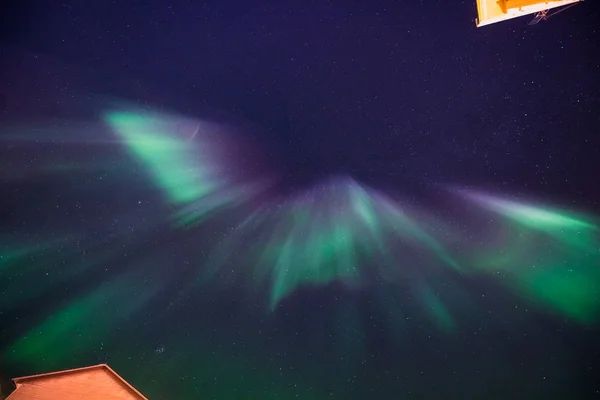 Sarki Sarkvidéki Northern Lights Aurora Borealis Csillag Norvég Svalbard Longyearbyen — Stock Fotó