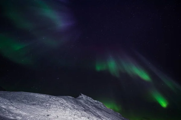 Polarlyset Nordlys Nordlys Nordlys Himmelstjerne Svalbard Longyearbyen Månefjell – stockfoto