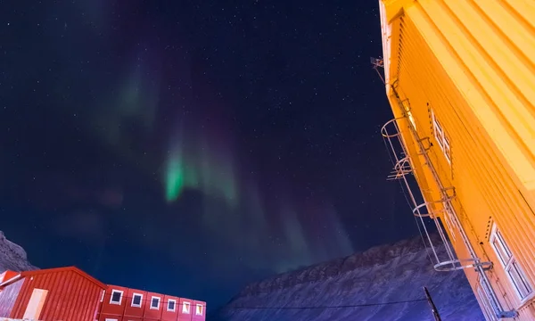 Artico Polare Aurora Boreale Stella Del Cielo Norvegia Svalbard Nella — Foto Stock
