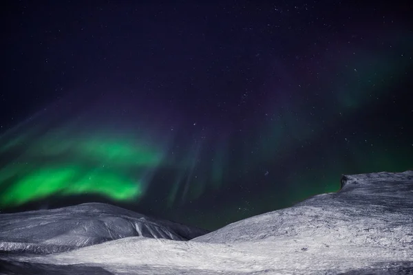 Artico Polare Aurora Boreale Stella Del Cielo Norvegia Svalbard Nella — Foto Stock