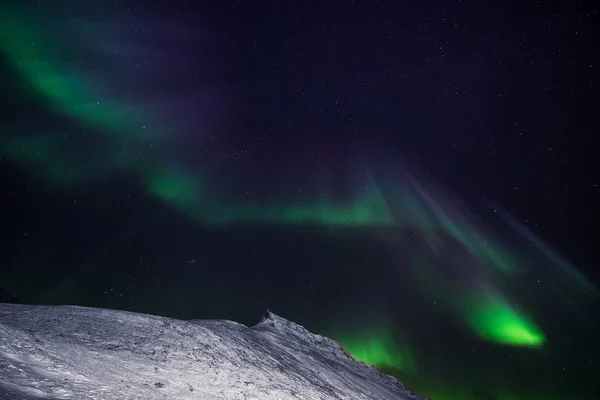 Polar Arctische Noorderlicht Aurora Borealis Hemel Ster Noorwegen Spitsbergen Longyearbyen — Stockfoto