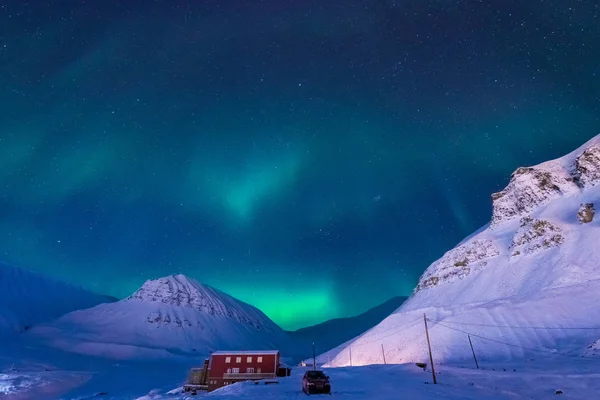 Polar Arctic Northern Lights Aurora Borealis Sky Star Norway Svalbard — Stock Photo, Image