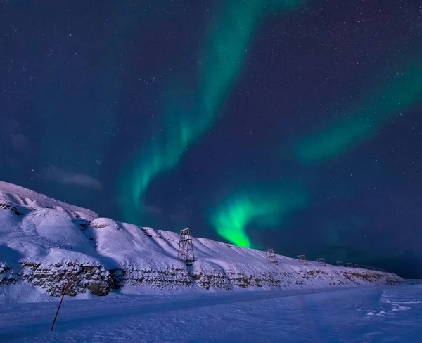 Polar Arktiska Norrsken Aurora Borealis Himlen Stjärna Norge Svalbard Longyearbyen — Stockfoto