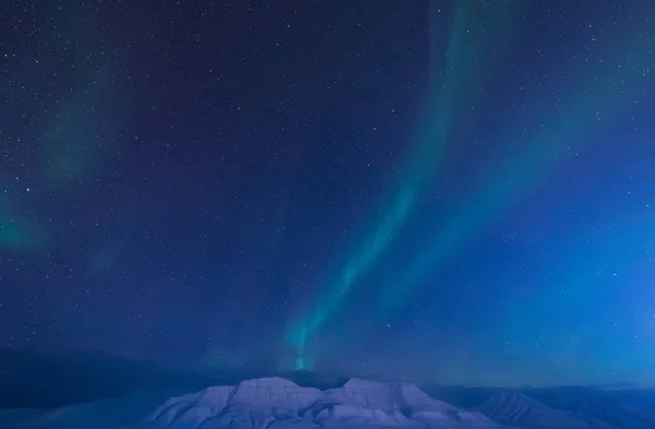 Ártico Polar Luzes Norte Aurora Boreal Céu Estrela Noruega Svalbard — Fotografia de Stock