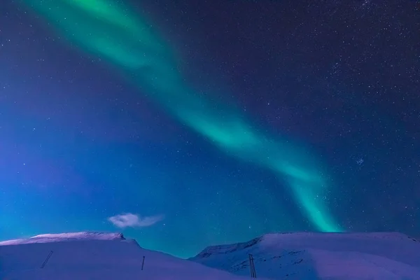 Polar Arctische Noorderlicht Aurora Borealis Hemel Ster Noorwegen Spitsbergen Longyearbyen — Stockfoto