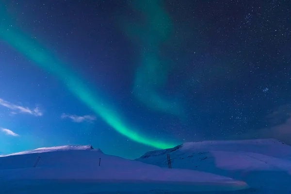 Polar Arktiska Norrsken Aurora Borealis Himlen Stjärna Norge Svalbard Longyearbyen — Stockfoto