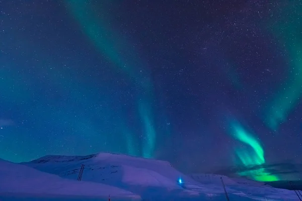 Polar Arctic Northern Lights Aurora Borealis Sky Star Norway Svalbard — Stock Photo, Image