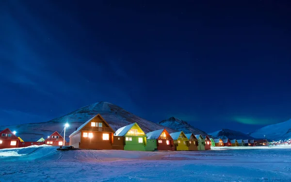 Полярних Арктичних Північним Сяйвом Полярне Сяйво Небо Зірка Норвегії Шпіцберген — стокове фото