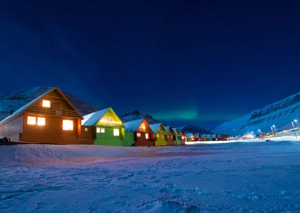 Polar Arctische Noorderlicht Aurora Borealis Hemel Ster Noorwegen Longyearbyen Spitsbergen — Stockfoto