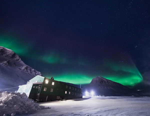 Las Luces Árticas Polares Aurora Boreal Cielo Estrella Noruega Svalbard —  Fotos de Stock