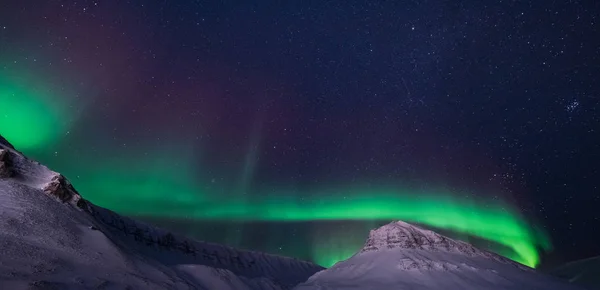 Arctique Polaire Aurore Boréale Aurore Boréale Ciel Étoilé Norvège Svalbard — Photo