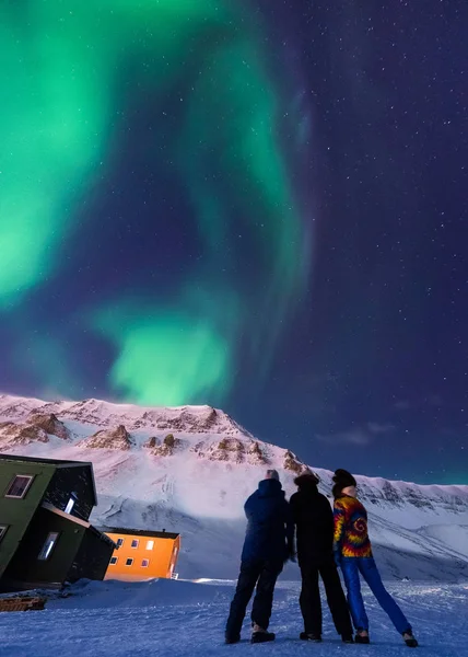 Las Luces Árticas Polares Aurora Boreal Cielo Estrella Noruega Svalbard — Foto de Stock