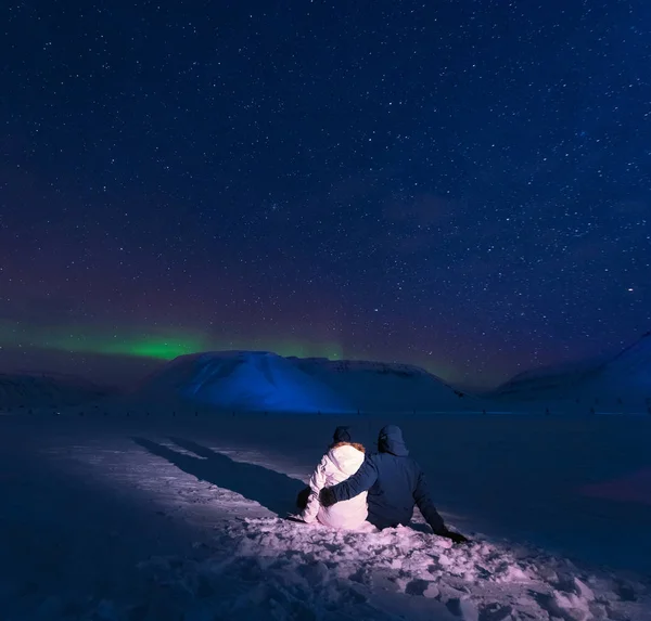 Polarnych Arktycznych Zorza Polarna Zorza Polarna Niebo Star Norwegii Svalbard — Zdjęcie stockowe