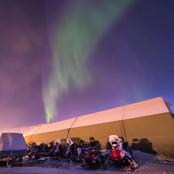 Ártico Polar Luzes Norte Aurora Boreal Céu Estrela Noruega Svalbard — Fotografia de Stock