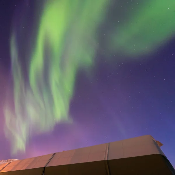 Ártico Polar Luzes Norte Aurora Boreal Céu Estrela Noruega Svalbard — Fotografia de Stock