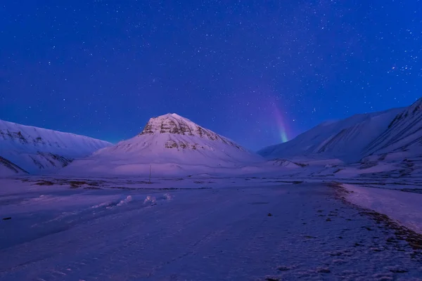 Полярних Арктичних Північне Сяйво Полярне Сяйво Неба Зірки Норвегії Шпіцберген — стокове фото