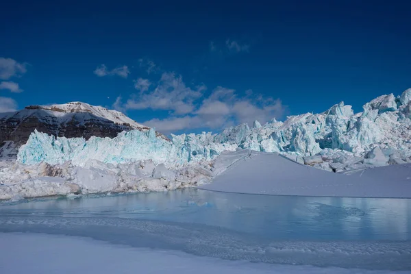 Norvégia Táj Jellege Gleccser Hegyi Spitsbergen Longyearbyen Svalbard Sarkvidéki Téli — Stock Fotó