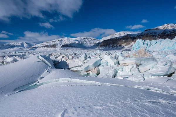 Norvégia Táj Jellege Gleccser Hegyi Spitsbergen Longyearbyen Svalbard Sarkvidéki Téli — Stock Fotó