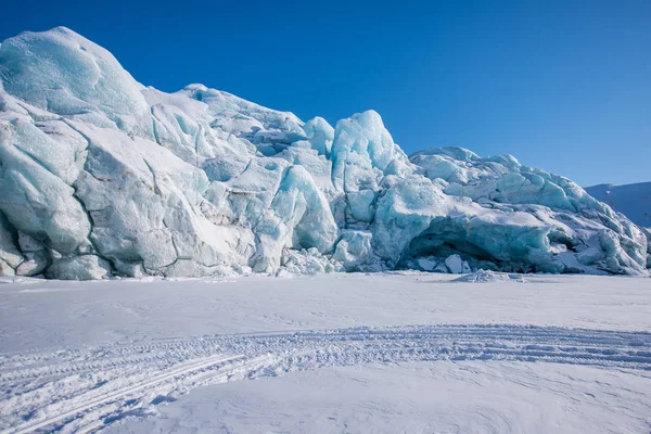 Норвегія Краєвид Природи Льодовик Гора Шпіцбергенський Лонг Шпіцберген Арктичних Зимове — стокове фото
