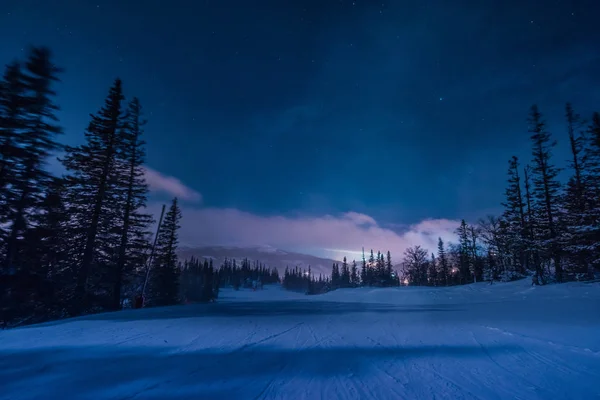 Der Polare Arktische Nördliche Teil Skandinaviens Himmel Stern Schweden Winter — Stockfoto