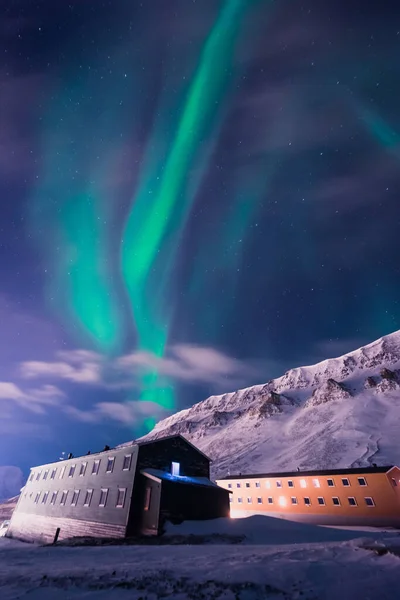 Polar Arctic Northern Lights Aurora Borealis Sky Star Norway Svalbard — 스톡 사진