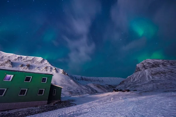 Polar Arctic Northern Lights Aurora Borealis Sky Star Norway Svalbard — 스톡 사진