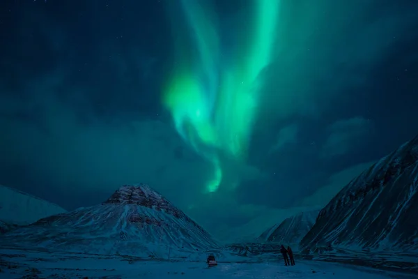 Ártico Polar Northern Lights Aurora Borealis Sky Star Noruega Svalbard — Fotografia de Stock