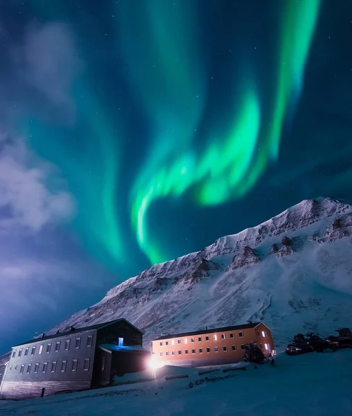 Polar Arctic Northern Lights Aurora Borealis Sky Star Norway Svalbard — 스톡 사진