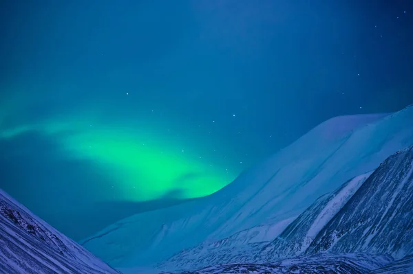 Ártico Polar Northern Lights Aurora Borealis Sky Star Noruega Svalbard — Fotografia de Stock