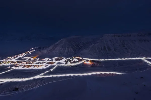 Norge Landskap Karaktär Staden Beskådar Spetsbergen Longyearbyen Platå Mountain Svalbard — Stockfoto